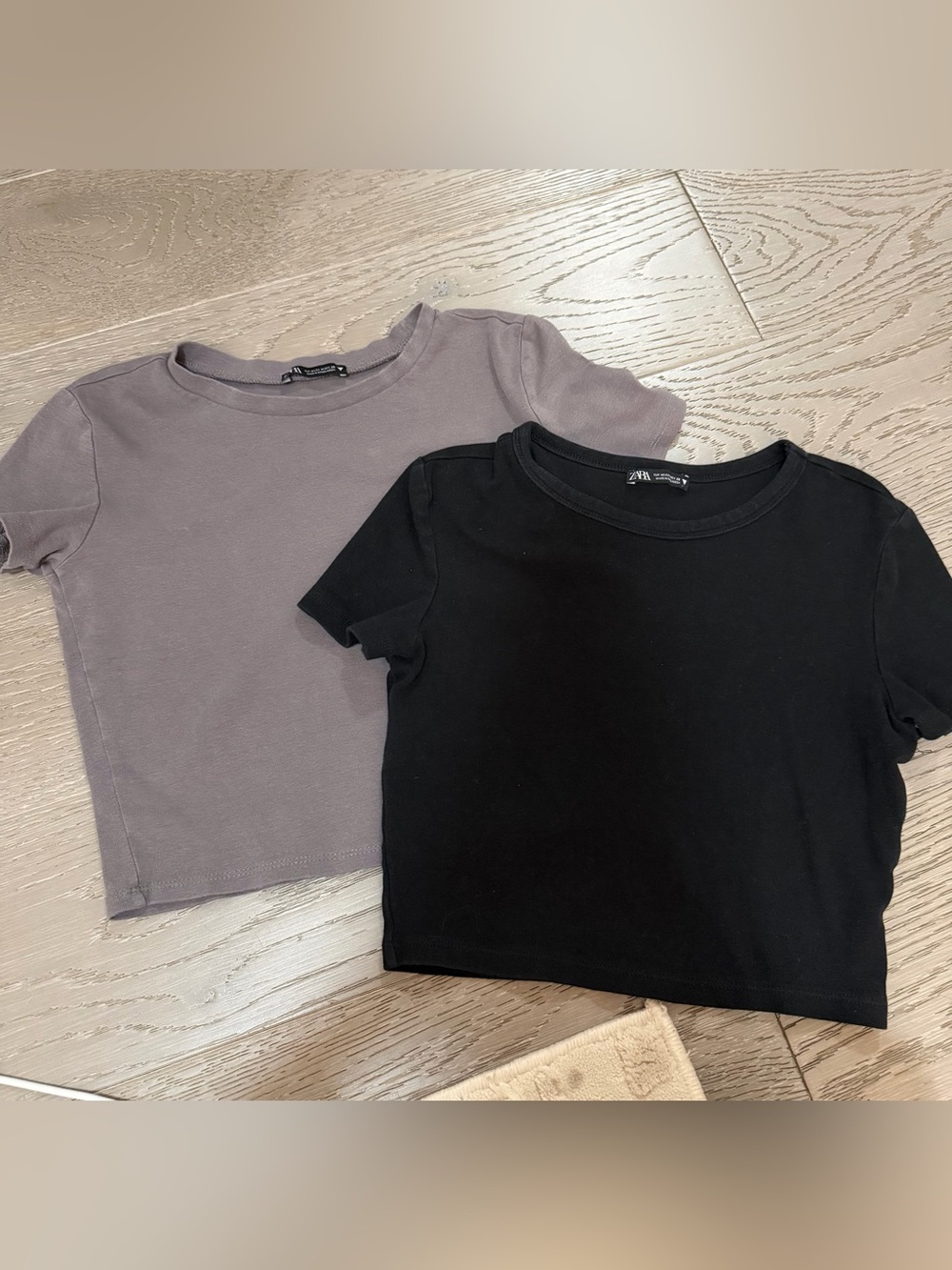Zara Black and gray Short Sleeve crop top Set